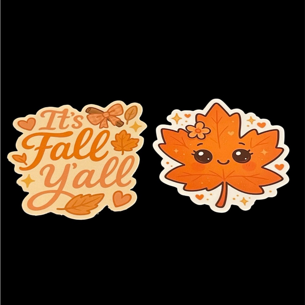 Autumn Fall Y'all & Leaf Die Cut Sticker Set Kawaii